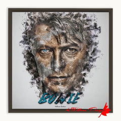 David Bowie Ink Smudge Style Art Print - Framed Canvas Art Print / 12x12 inch / Espresso
