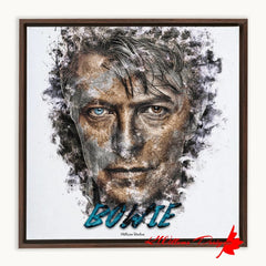 David Bowie Ink Smudge Style Art Print - Framed Canvas Art Print / 12x12 inch / Walnut