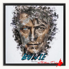 David Bowie Ink Smudge Style Art Print - Framed Canvas Art Print / 16x16 inch / Black