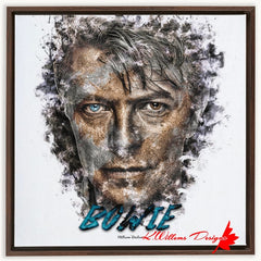 David Bowie Ink Smudge Style Art Print - Framed Canvas Art Print / 24x24 inch / Walnut