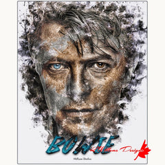 David Bowie Ink Smudge Style Art Print - Metal Art Print / 16x20 inch / Matte