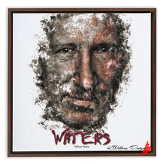 Roger Waters Ink Smudge Style Art Print Framed Canvas / 16X16 Inch Walnut Artwork