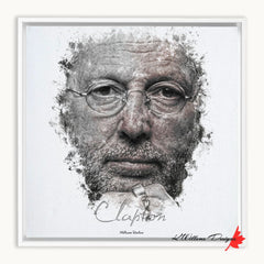 Eric Clapton Ink Smudge Style Art Print Framed Canvas / 12X12 Inch White Artwork
