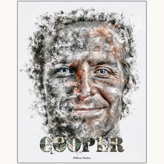 Bradley Cooper Ink Smudge Style Art Print