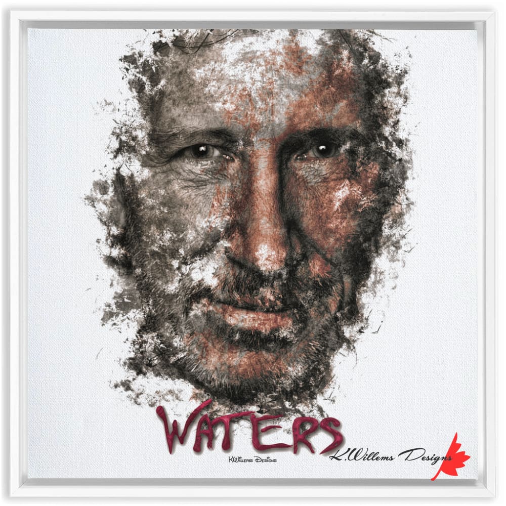 Roger Waters Ink Smudge Style Art Print Framed Canvas / 24X24 Inch White Artwork