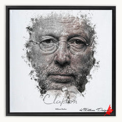Eric Clapton Ink Smudge Style Art Print Framed Canvas / 16X16 Inch Black Artwork