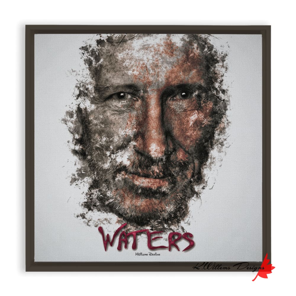 Roger Waters Ink Smudge Style Art Print Framed Canvas / 10X10 Inch Espresso Artwork