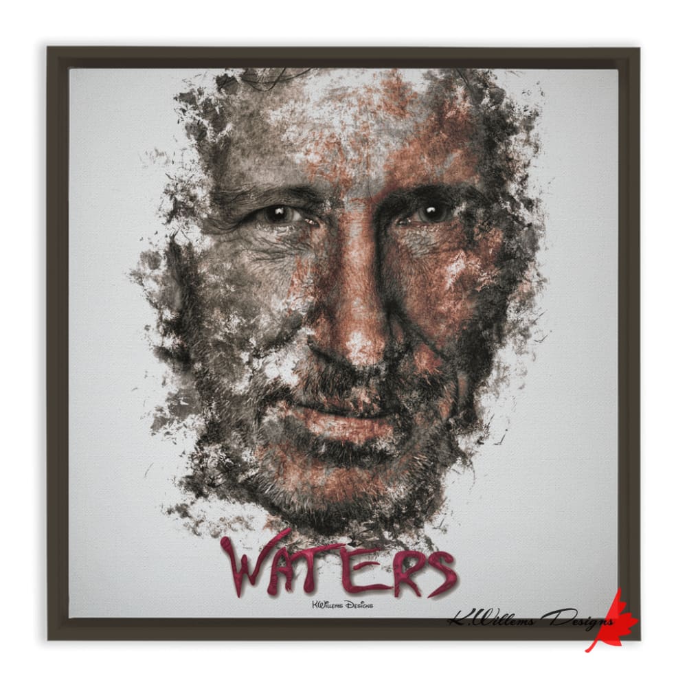 Roger Waters Ink Smudge Style Art Print Framed Canvas / 12X12 Inch Espresso Artwork