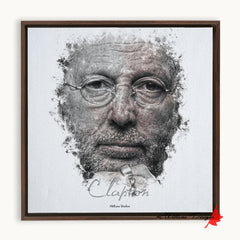Eric Clapton Ink Smudge Style Art Print Framed Canvas / 10X10 Inch Walnut Artwork