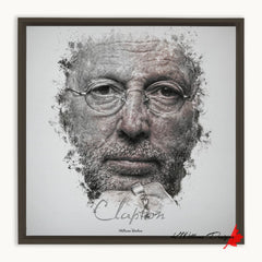 Eric Clapton Ink Smudge Style Art Print Framed Canvas / 12X12 Inch Espresso Artwork