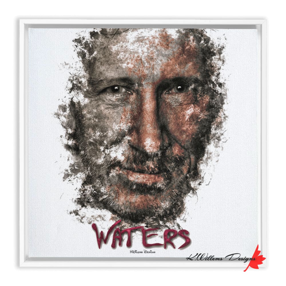 Roger Waters Ink Smudge Style Art Print Framed Canvas / 12X12 Inch White Artwork