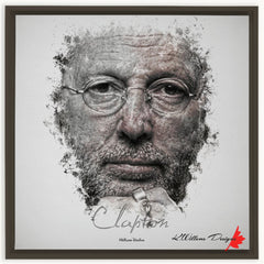 Eric Clapton Ink Smudge Style Art Print Framed Canvas / 24X24 Inch Espresso Artwork