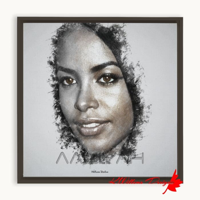 Aaliyah Ink Smudge Style Art Print - Framed Canvas Art Print / 10x10 inch / Espresso