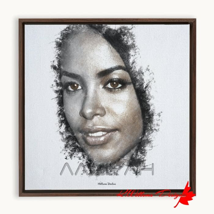 Aaliyah Ink Smudge Style Art Print - Framed Canvas Art Print / 10x10 inch / Walnut