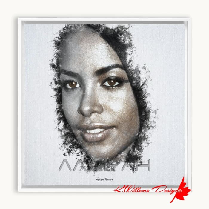 Aaliyah Ink Smudge Style Art Print - Framed Canvas Art Print / 10x10 inch / White