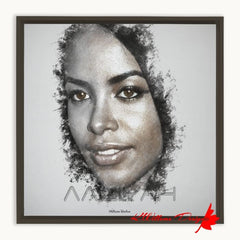 Aaliyah Ink Smudge Style Art Print - Framed Canvas Art Print / 12x12 inch / Espresso
