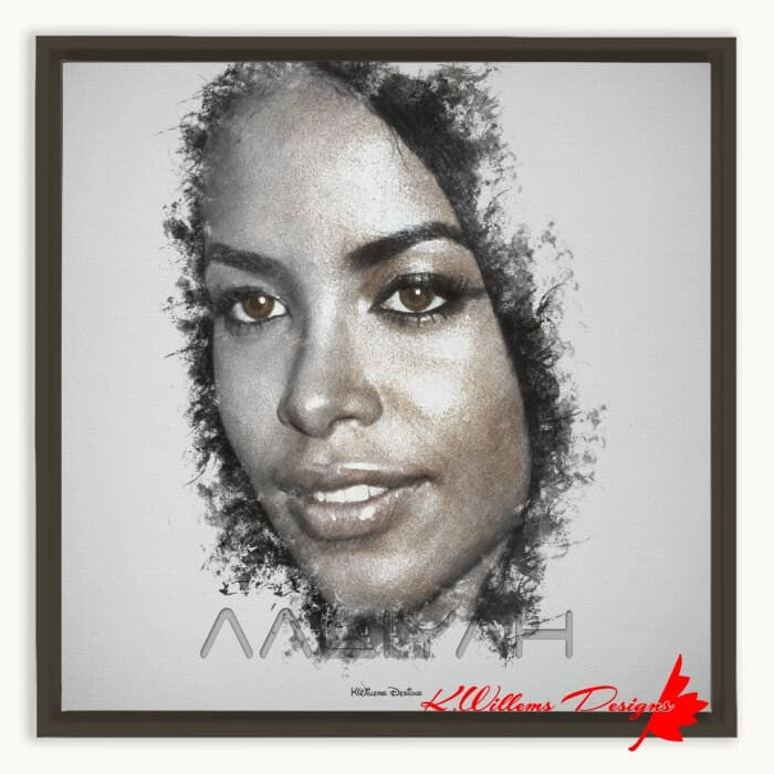 Aaliyah Ink Smudge Style Art Print - Framed Canvas Art Print / 16x16 inch / Espresso