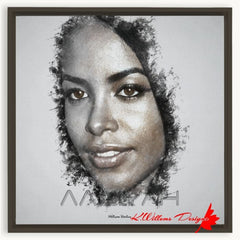 Aaliyah Ink Smudge Style Art Print - Framed Canvas Art Print / 20x20 inch / Espresso