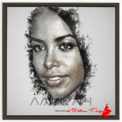 Aaliyah Ink Smudge Style Art Print - Framed Canvas Art Print / 24x24 inch / Espresso