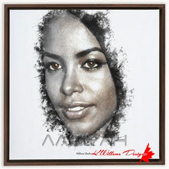 Aaliyah Ink Smudge Style Art Print - Framed Canvas Art Print / 24x24 inch / Walnut