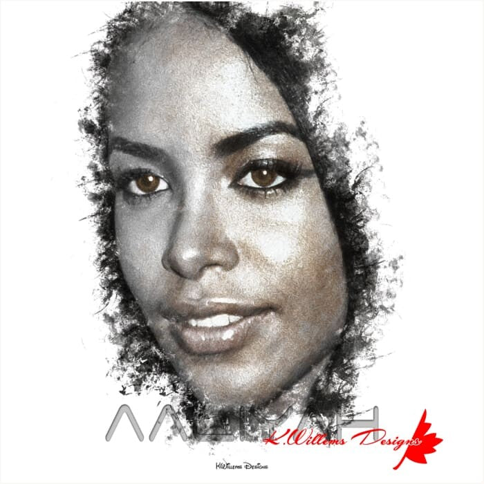 Aaliyah Ink Smudge Style Art Print - Giclee Art Prints / 10x10 inch / Satin Art Paper