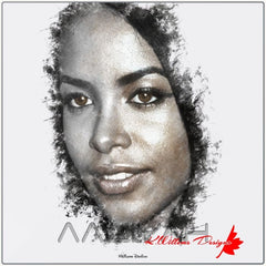 Aaliyah Ink Smudge Style Art Print - Metal Art Print / 16x16 inch / Matte