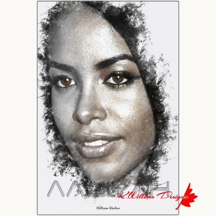 Aaliyah Ink Smudge Style Art Print - Metal Art Print / 24x36 inch / Matte