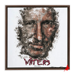 Roger Waters Ink Smudge Style Art Print Framed Canvas / 12X12 Inch Walnut Artwork