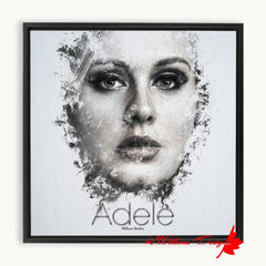 Adele Ink Smudge Style Art Print - Framed Canvas Art Print / 10x10 inch / Black