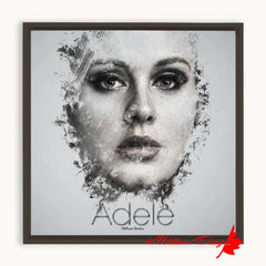 Adele Ink Smudge Style Art Print - Framed Canvas Art Print / 10x10 inch / Espresso