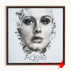 Adele Ink Smudge Style Art Print - Framed Canvas Art Print / 10x10 inch / Walnut