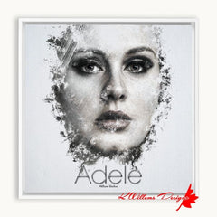 Adele Ink Smudge Style Art Print - Framed Canvas Art Print / 10x10 inch / White
