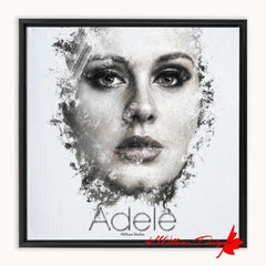 Adele Ink Smudge Style Art Print - Framed Canvas Art Print / 12x12 inch / Black
