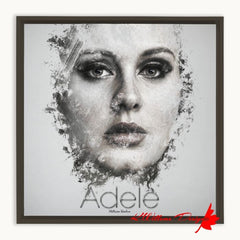 Adele Ink Smudge Style Art Print - Framed Canvas Art Print / 12x12 inch / Espresso