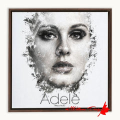 Adele Ink Smudge Style Art Print - Framed Canvas Art Print / 12x12 inch / Walnut