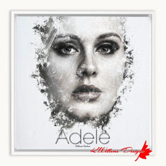 Adele Ink Smudge Style Art Print - Framed Canvas Art Print / 12x12 inch / White