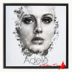 Adele Ink Smudge Style Art Print - Framed Canvas Art Print / 16x16 inch / Black