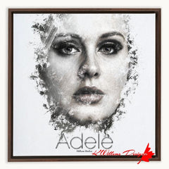 Adele Ink Smudge Style Art Print - Framed Canvas Art Print / 16x16 inch / Walnut