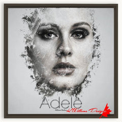 Adele Ink Smudge Style Art Print - Framed Canvas Art Print / 20x20 inch / Espresso
