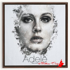 Adele Ink Smudge Style Art Print - Framed Canvas Art Print / 20x20 inch / Walnut