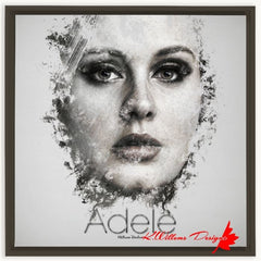 Adele Ink Smudge Style Art Print - Framed Canvas Art Print / 24x24 inch / Espresso