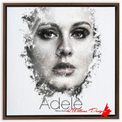 Adele Ink Smudge Style Art Print - Framed Canvas Art Print / 24x24 inch / Walnut