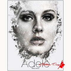 Adele Ink Smudge Style Art Print - Metal Art Print / 16x20 inch / Matte