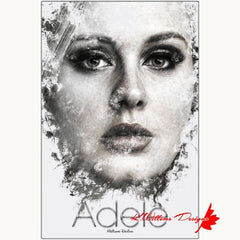 Adele Ink Smudge Style Art Print - Metal Art Print / 24x36 inch / Matte