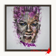 Alicia Moore as Pink Ink Smudge Style Art Print - Framed Canvas Art Print / 10x10 inch / Espresso