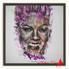 Alicia Moore as Pink Ink Smudge Style Art Print - Framed Canvas Art Print / 16x16 inch / Espresso