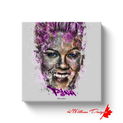 Alicia Moore as Pink Ink Smudge Style Art Print - Wrapped Canvas Art Prints / 12x12 inch / White