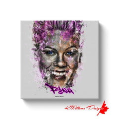 Alicia Moore as Pink Ink Smudge Style Art Print - Wrapped Canvas Art Prints / 16x16 inch / White
