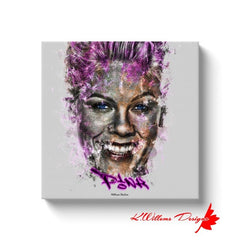 Alicia Moore as Pink Ink Smudge Style Art Print - Wrapped Canvas Art Prints / 16x16 inch / White