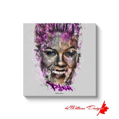 Alicia Moore as Pink Ink Smudge Style Art Print - Wrapped Canvas Art Prints / 24x24 inch / White